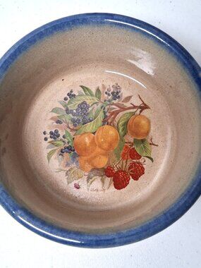 Monroe Salt Works Studio Art Pottery Chowder Bowl Stonewear Fruit Fruits Maine